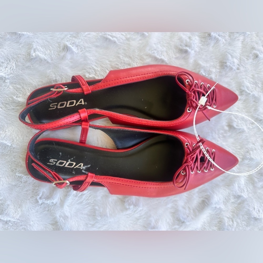 Soda Women's Bold Red sling back Flats